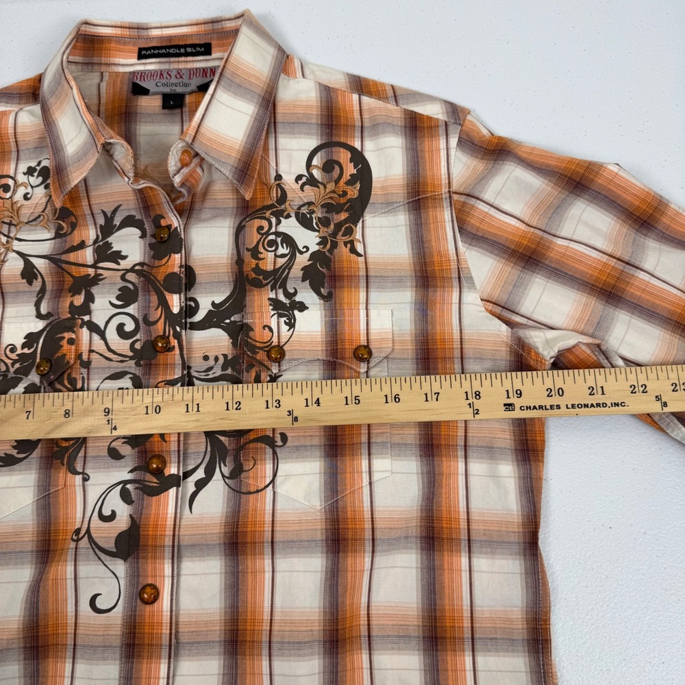 Vtg 90s Brooks & Dunn Panhandle Slim‎ Women's L Western Pearl Snap Shirt Plaid - Picture 4 of 9